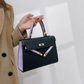 Versatile women's shoulder bag - crossbody, tote, and handbag - 2025 new arrival - trendy color block kelly bag for women (cross-border e-commerce)