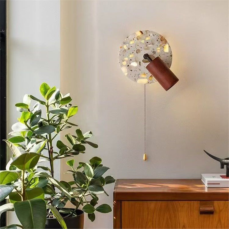 Used wabi-sabi style bedroom bedside wall lamp with switch, terrazzo b&b stairway corridor ambient rotating decorative light