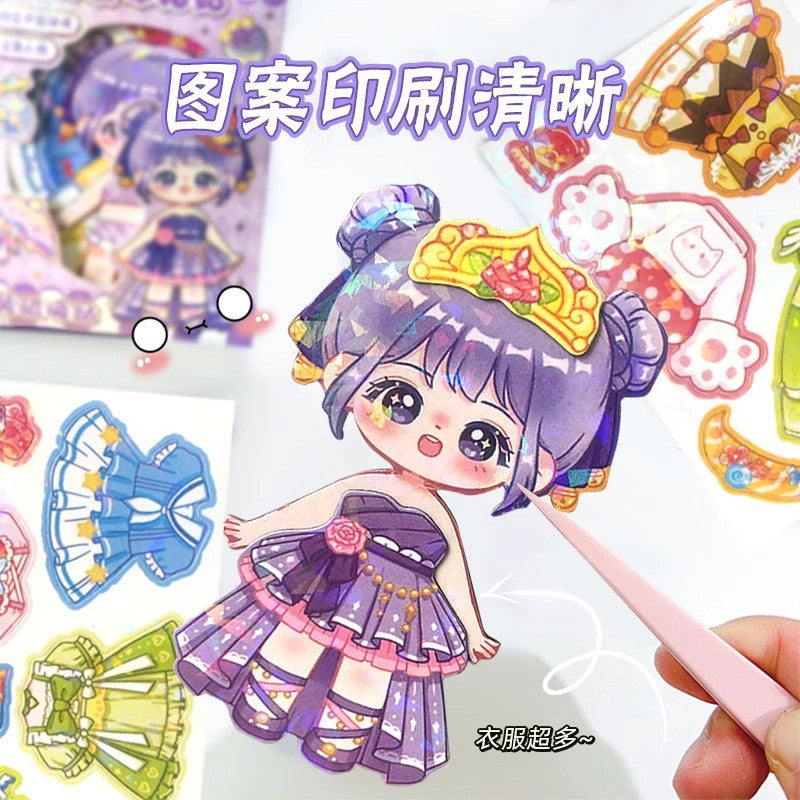 New 3d princess dress-up stickers - ancient style dress-up stickers - reusable dress-up stickers for girls - magnetic dress-up stickers - fridge magnets - easy to use