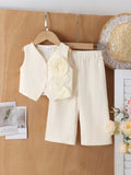Children's clothing shein cross-border girl suitwhite vest + pants two-piece set