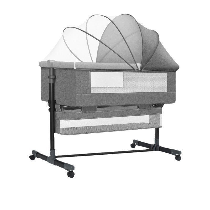 Multifunctional foldable crib, portable newborn bassinet, convertible baby bed, splice-together large bed