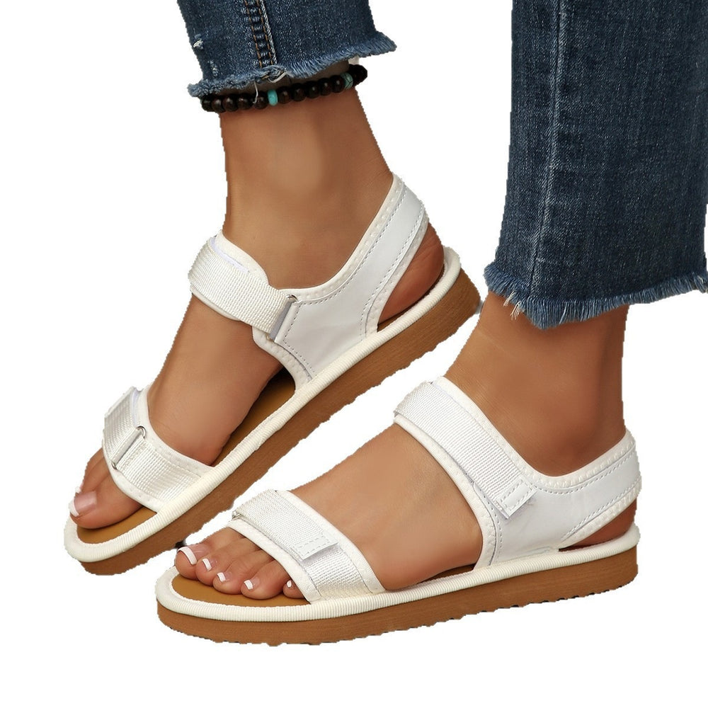 Plus size casual comfort velcro peep-toe sandals - versatile student style, breathable soft sole beach sandals