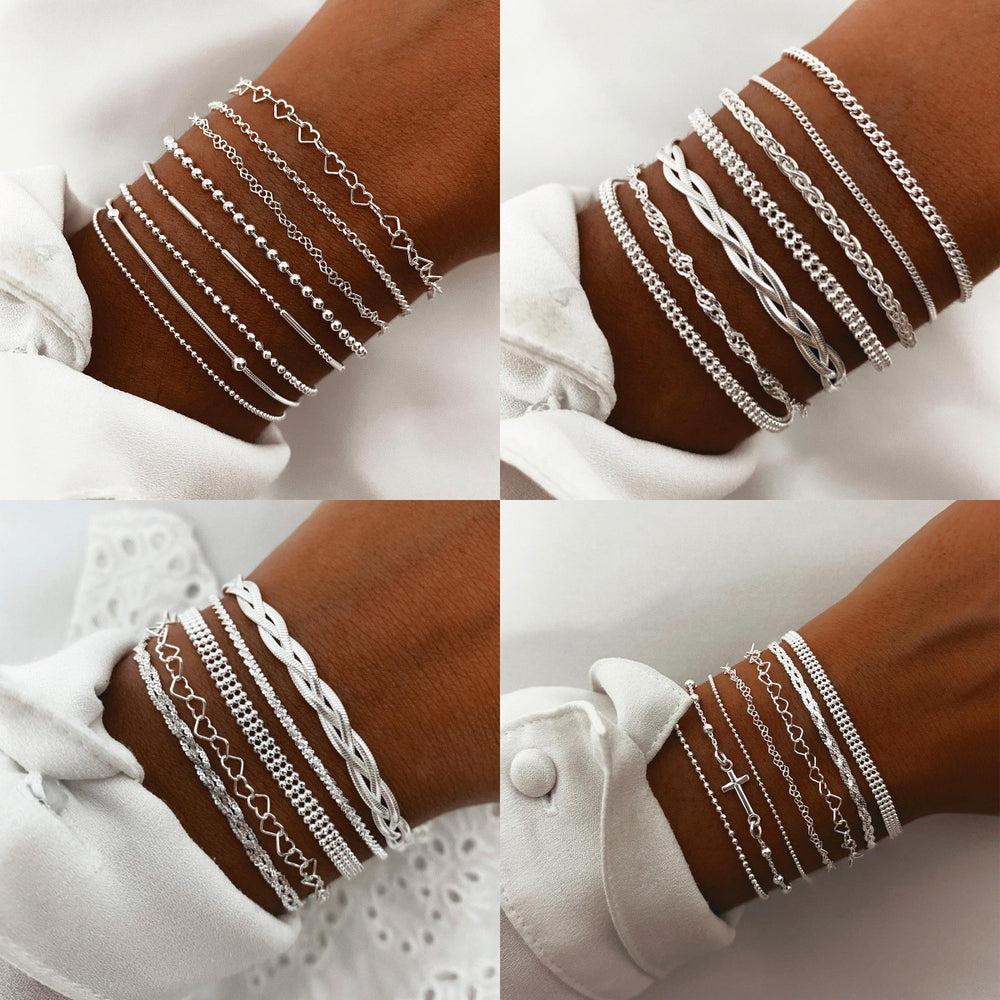 hot-selling retro cross cold style bracelet suitstylishcasualcut out multi-layered stacked jewelry accessories