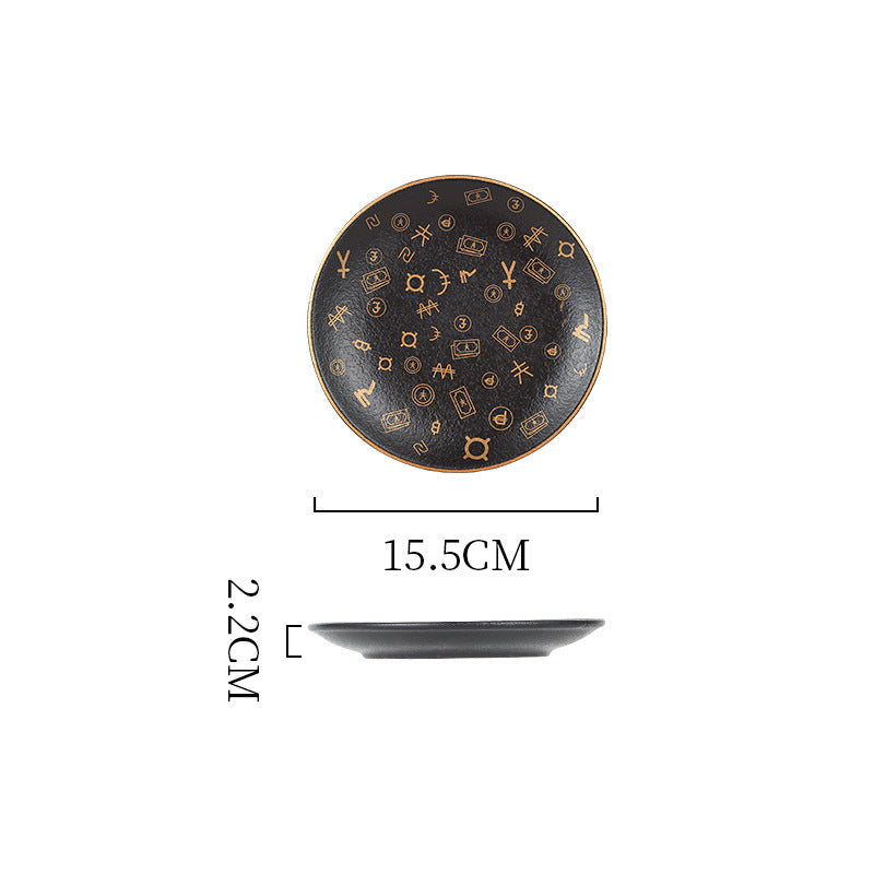 Creative black matte steak plate western dinner plate home nordic high-end dinner plate flat plate with rim restaurant hotel