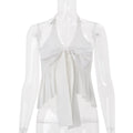 European and american style women's summer  new arrival: bow-tie strap irregular halter sleeveless tank top