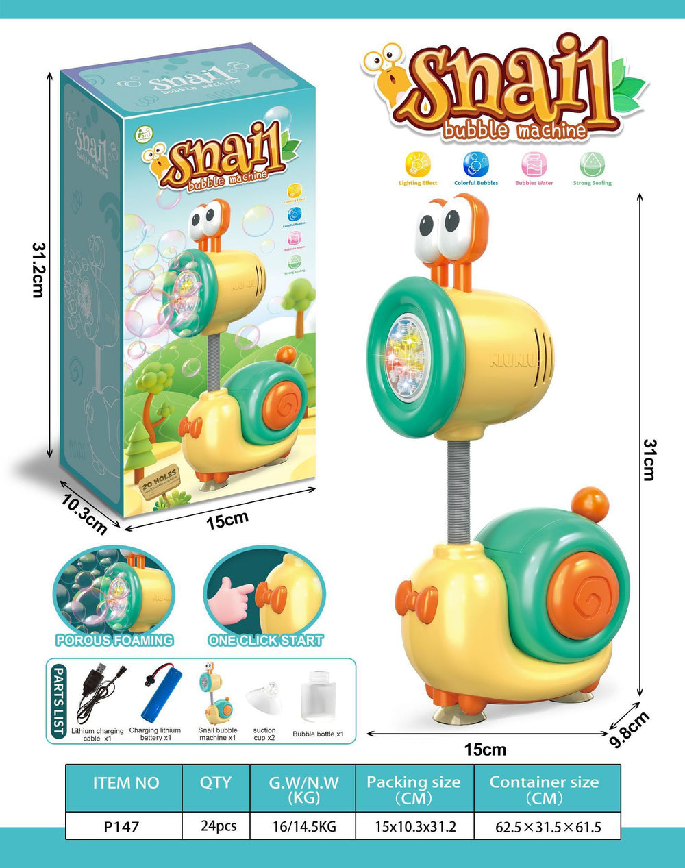 New cartoon q-version snail automatic electric bubble machine - perfect for boys, girls, parks, family fun, and outdoor bubble blowing!
