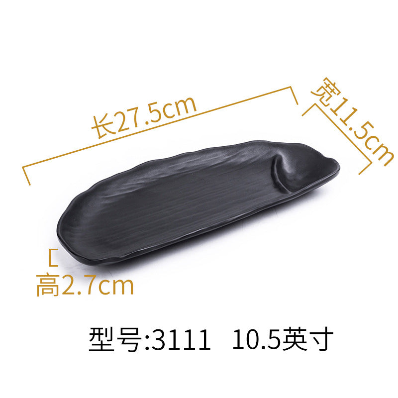 Melamine black tableware plastic dish imitation porcelain dinner plate cold dish plate barbecue hot pot plate barbecue restaurant plate commercial