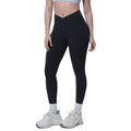 New arrival cross-border fashionpure color double-sided nylon seamless cross-waist tight yoga pants sports running fitness yoga