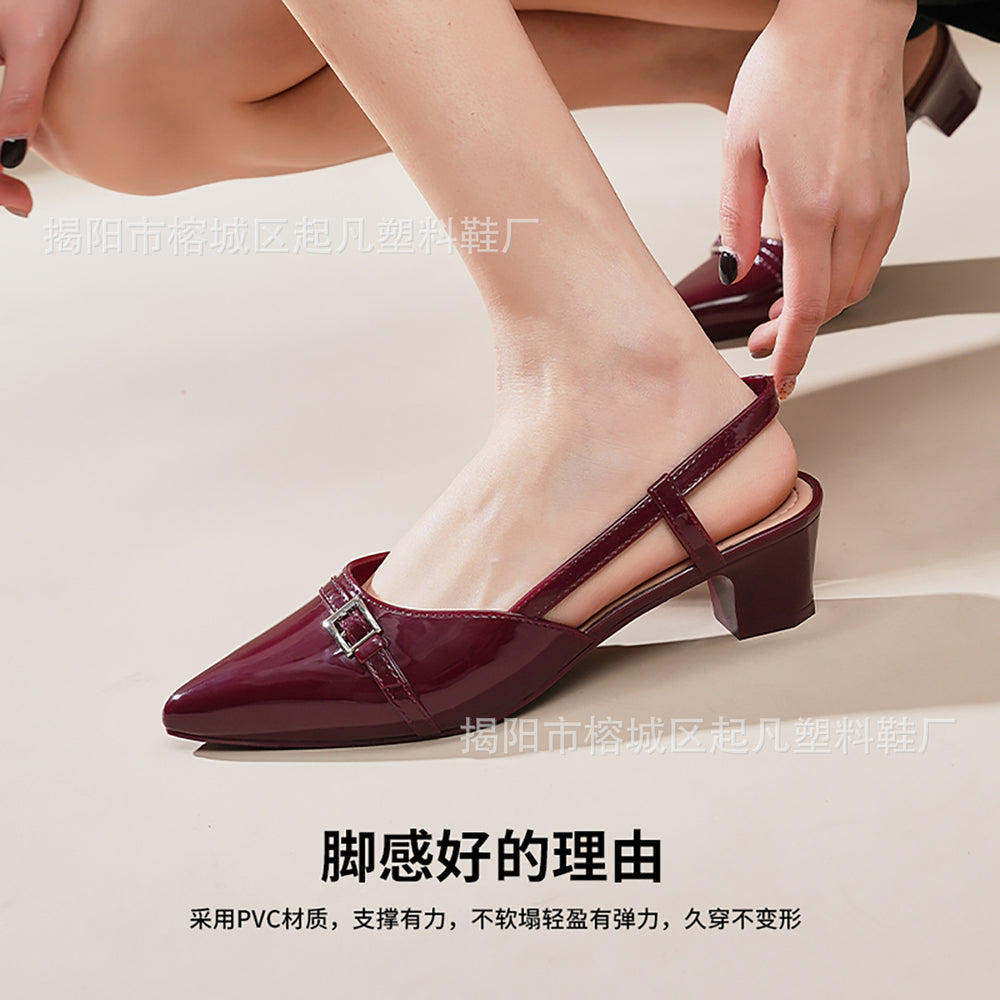 Export cross-border 2026 summer new pointed toe stiletto heel belt buckle elegantoutwear one-piece buckle sandals