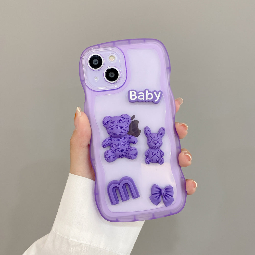Suitable for huawei honor 70 purple bear mobile phone case, enjoy 30plus anti-fall transparent protective case honor 70