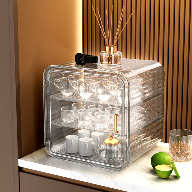 Shelf Transparent cup holder Multi-layer large-capacity cup dust-proof storage box Thickened multi-functional wine glass display box holder