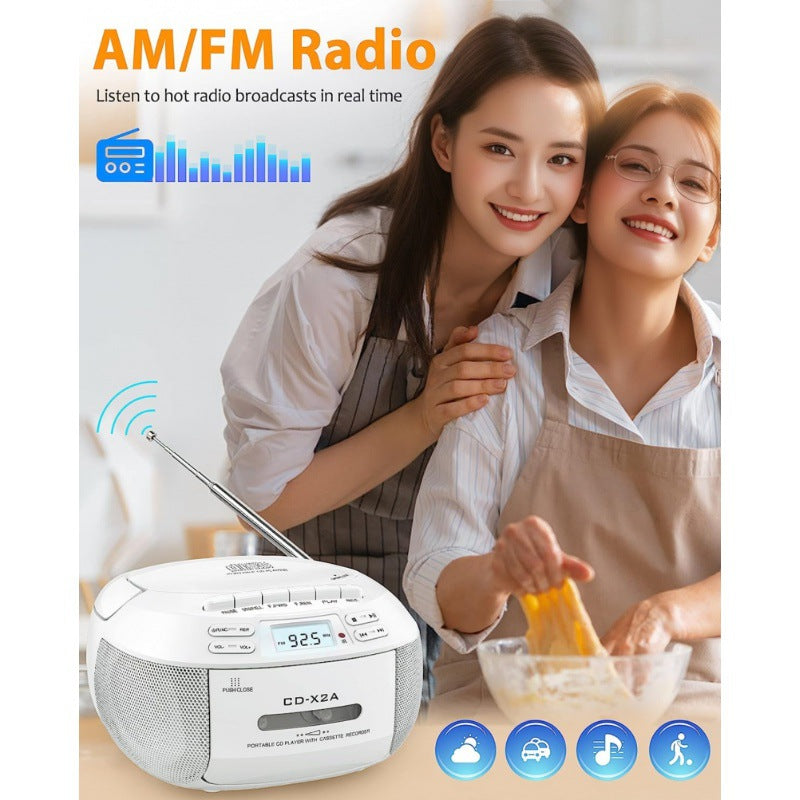 Multifunctional Boombox Tape Player Stereo Bluetooth CD Player Children's Learning Machine AM/FM Radio