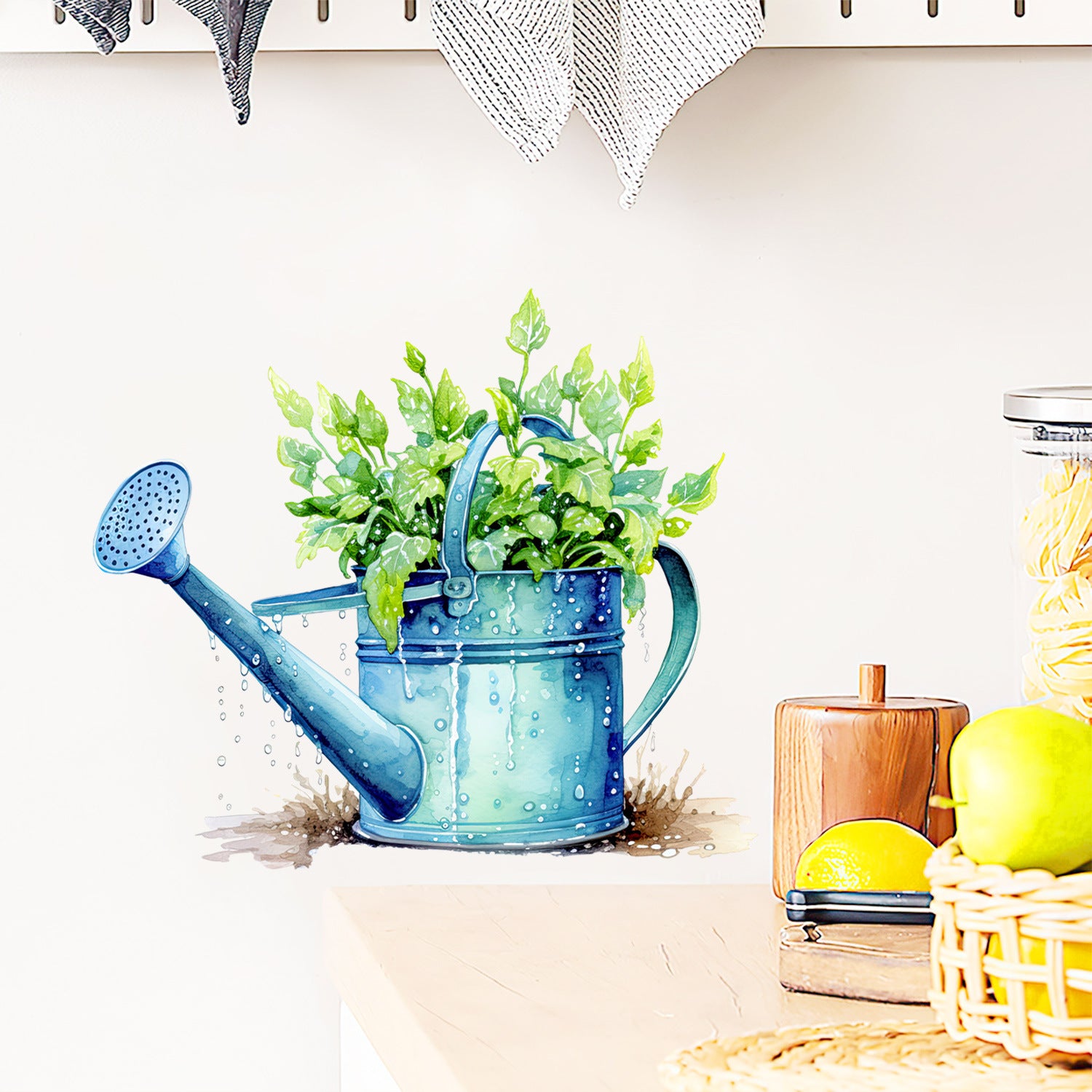 Cross-border e-commerce supply Green plant watering kettle decorative sticker Environmental protection Simple balcony Kitchen beautiful decorative wall sticker