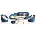 2 single seaters + 3-seater sofa + nesting coffee table set (blue)