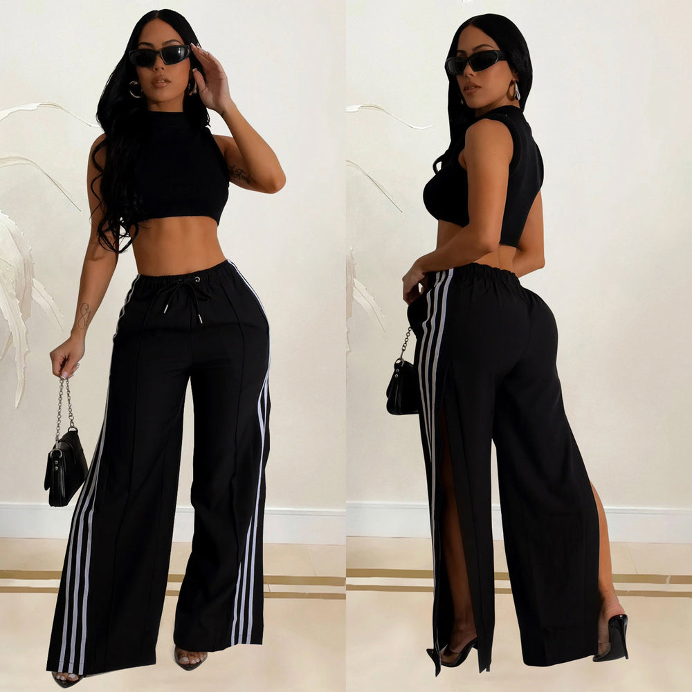 C6960 cross-border   independent station fashion women's single pants solid color sweatpants multi-color