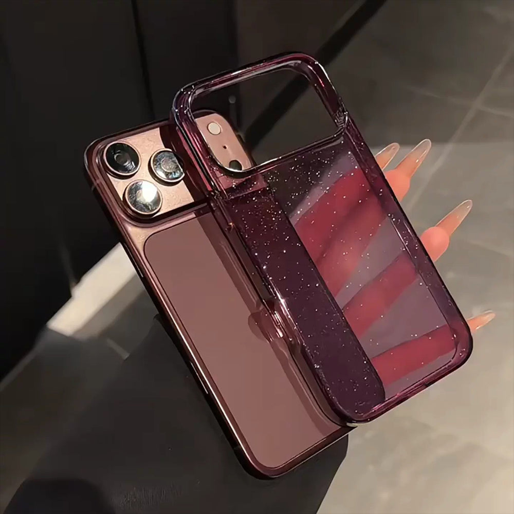 Starry glitter powder compatible with iphone 18 pro max case, apple 17 transparent fine glitter burgundy protective cover 16
