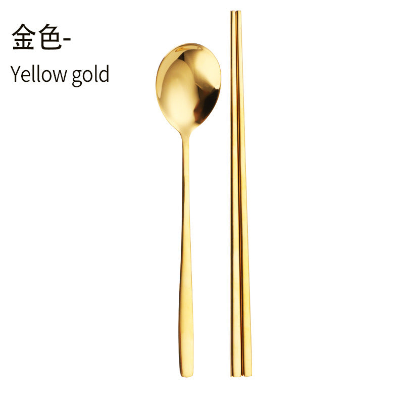 Daoqi 304 stainless steel portable tableware high value gift box spoon chopsticks two-piece set creative simple Korean tableware