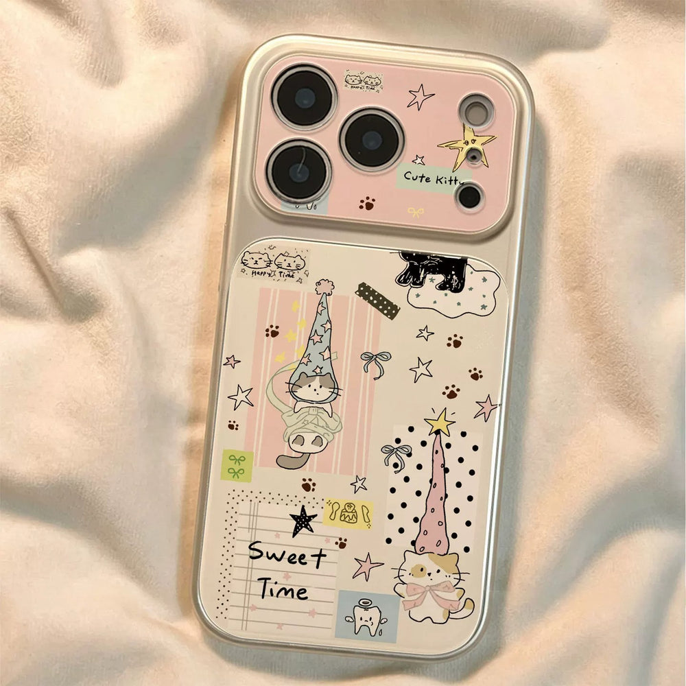 Long hat cat phone case for iphone 18, apple 17 pro max, bowknot star 16, anti-drop protective cover