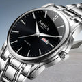 Xiangshiman gold steel watch - stainless steel waterproof quartz watch for middle-aged and elderly men - fashionable men's wristwatch with 2035 movement