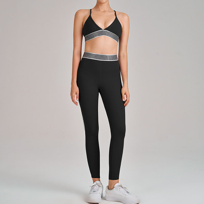 high waist hip lift and tummy control sling beautiful back running fitness sports intimates bra pants yoga suit for women