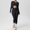 new cloud-soft brushed slim-fit long sleeve activewear set: includes a sporty jacket, casual peach lift leggings, and a yoga top – a three-piece workout outfit