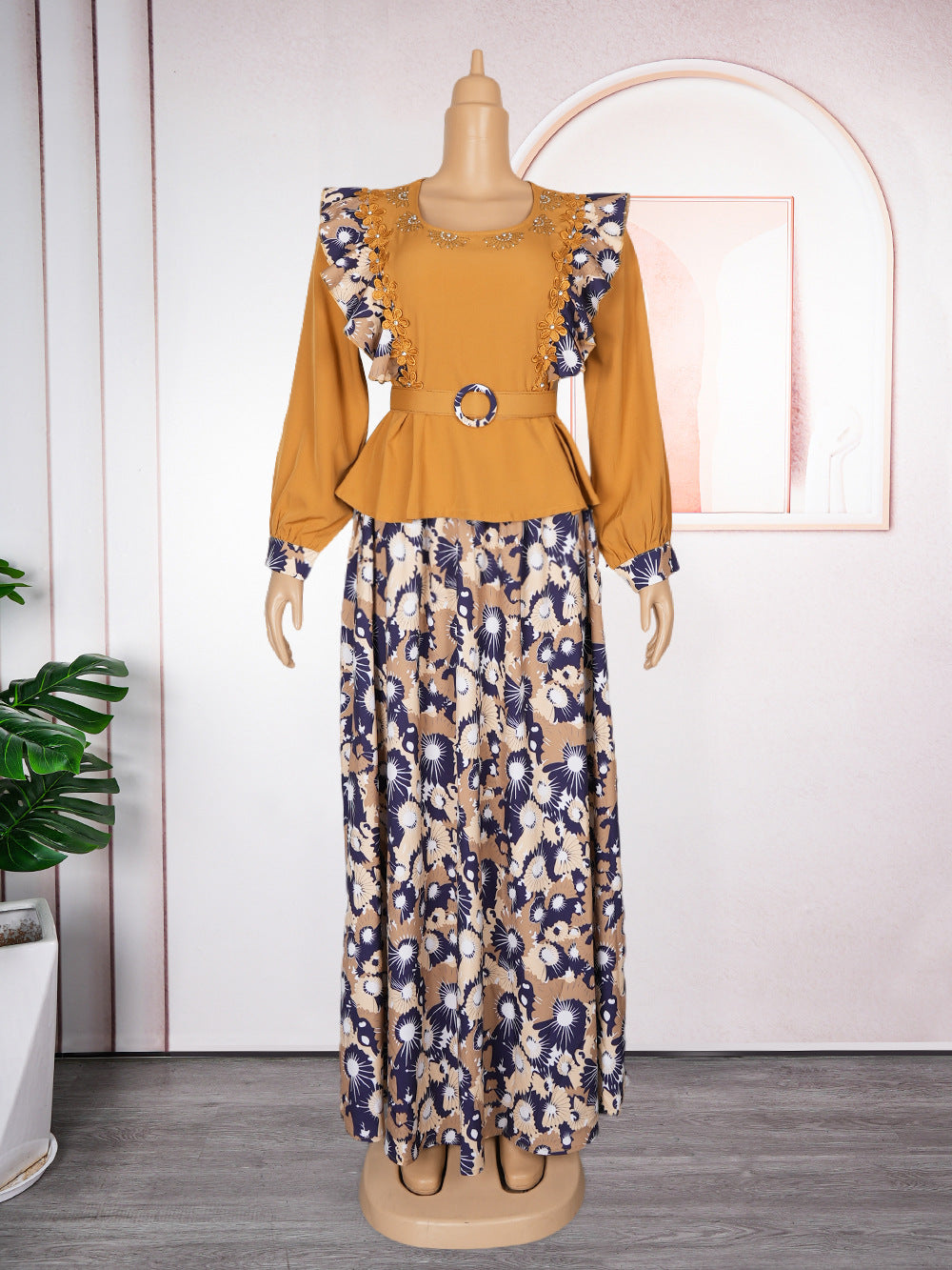 European and american cross-border e-commerce african women's plus size printed dress  elegant commuter skirt two-piece set