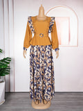 European and american cross-border e-commerce african women's plus size printed dress  elegant commuter skirt two-piece set