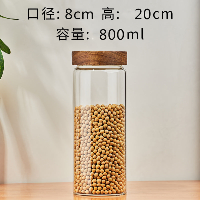 Airtight heat-resistant glass storage jar for kitchen, grains, coffee beans, collectibles, and more