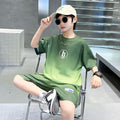Boys' summer outfit set: new  styles for mid-to-large children - lightweight, short-sleeved, stylish summer clothes for boys, perfect for making a statement