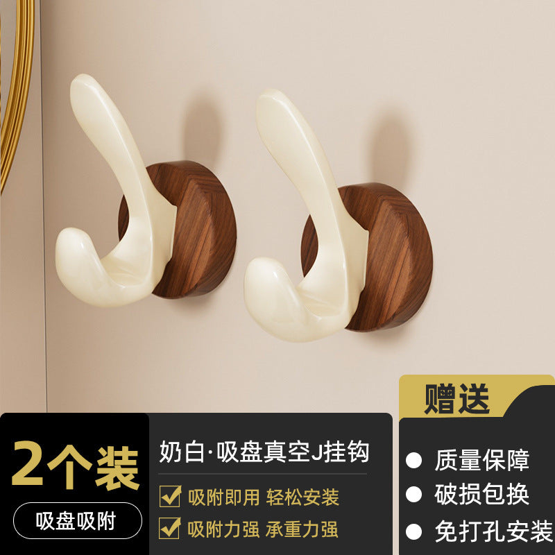 No-drill solid wood coat hook - entryway, doorway, behind-the-door hook - damage-free adhesive, heavy-duty weight capacity, coat & hat hook, key hook
