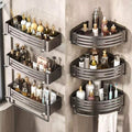 Gun gray bathroom triangle storage rack toilet sink wall hanging storage punch-free bathroom space aluminum corner basket