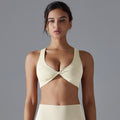 European and american nude feel yoga wear women's tight-fitting quick-dry sports bra sexy cutout backless running fitness push-up bra