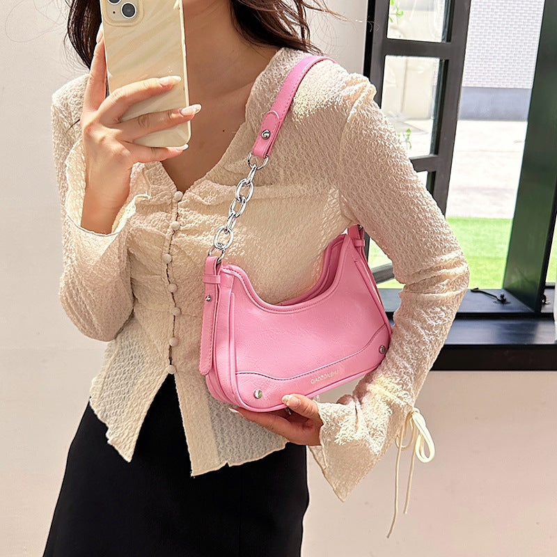 Cross-border bags bags women's high-end sense niche soft leather underarm bag chain shoulder bag trendy versatile commuter messenger bag