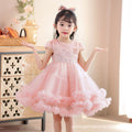 Ready-to-ship girls' short-sleeve sequin tutu princess dress - mesh children's skirt, perfect for 3-12 year olds, birthday celebrations, and first birthday parties