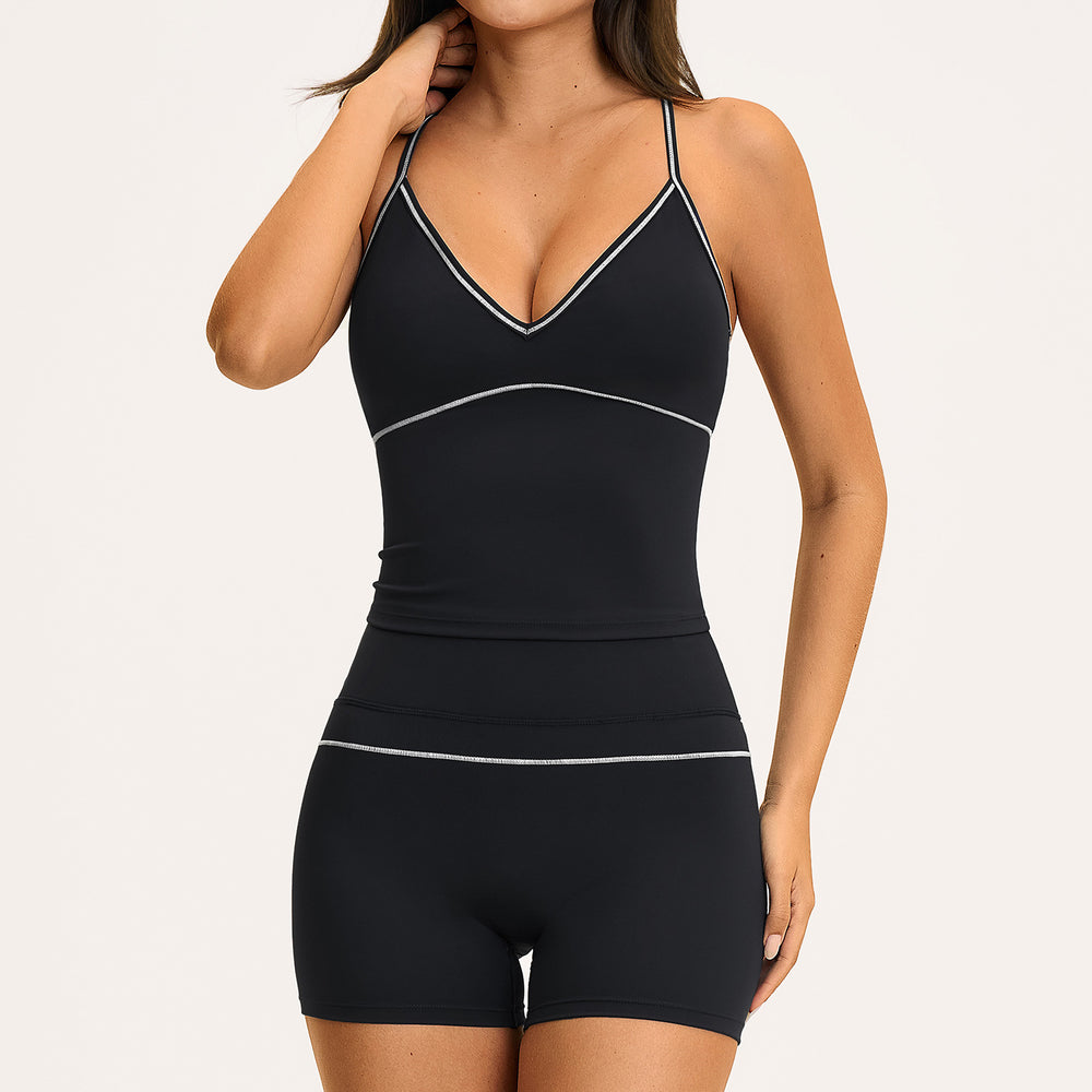 new yoga outfit: high-waisted peach lift, color block, push-up, and beautiful back design - activewear set 9615