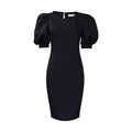 C8525  women's clothing  new bubble sleeve round neck solid color bodycon plus size slimming foreign trade dress