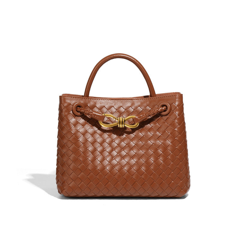 high-quality textured large-capacity handbag, hand-woven bag, personalized simple shoulder messenger women's bag