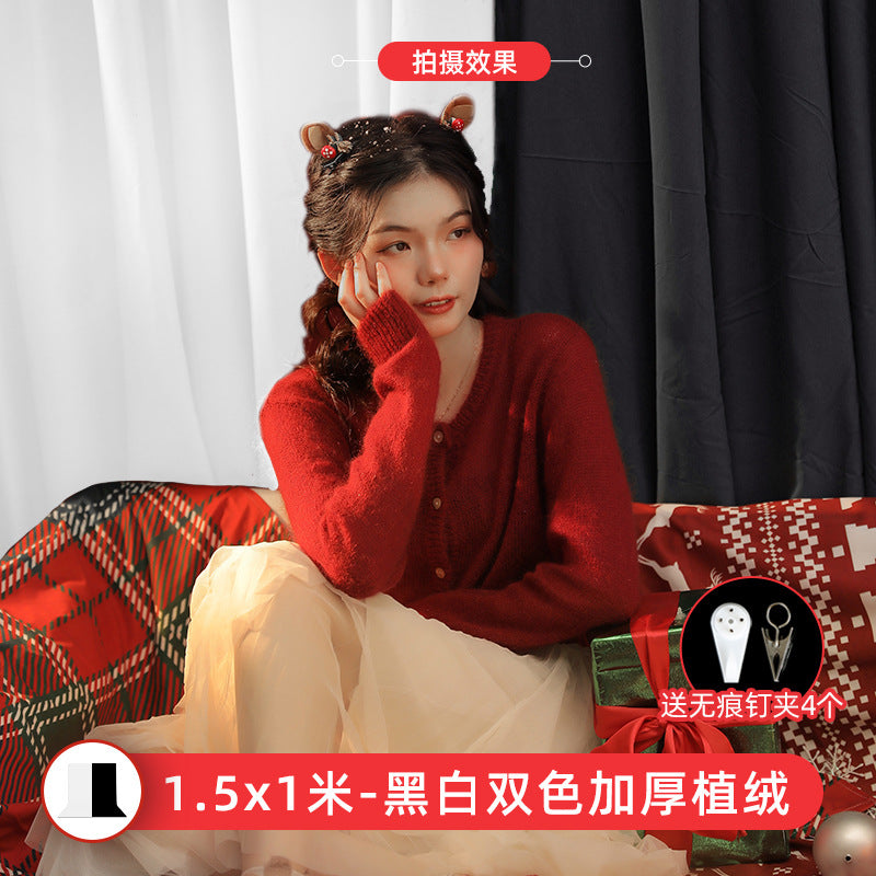 2 * 3 meters black light-absorbing cloth, flocking photographic background cloth, New Year's black screen photo shooting prop curtain is not