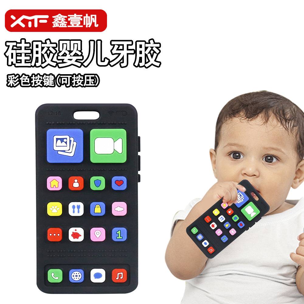 Cross-border color pressing mobile phone toothpaste baby food grade boiled anti-eating hand biting glue tooth grinding stick baby toothpaste