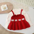 Girls' knit sweater set: autumn  new collection - round neck sweater with suspender skirt and pants two-piece outfit