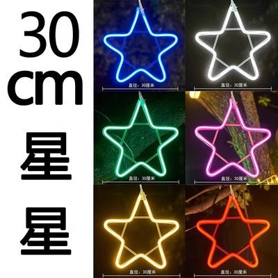 LED hanging tree light moon snowflake lantern outdoor waterproof lighting pentagram light festival pendant decorative engineering light