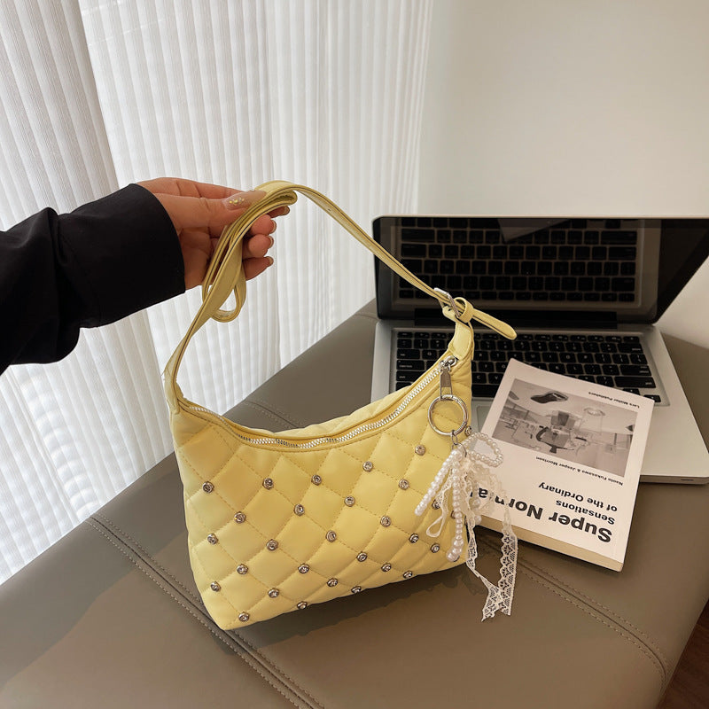 Retro diamond small fragrant chain shoulder messenger bag bags with diamonds, high-grade texture fashionable foreign commuter women's bags