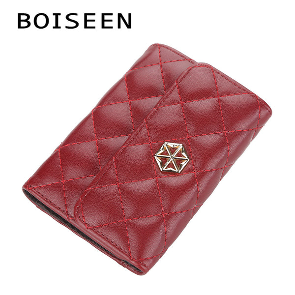 BOISEEN new women's wallet European and American multi-card organ small card bag women's embroidery fashion buckle change bag
