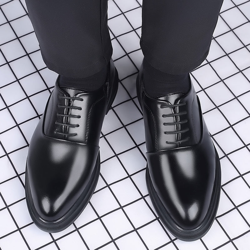New men's brogue leather shoes - business casual, british style, formal dress shoes, korean style, breathable wedding shoes for men