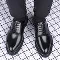 New men's brogue leather shoes - business casual, british style, formal dress shoes, korean style, breathable wedding shoes for men