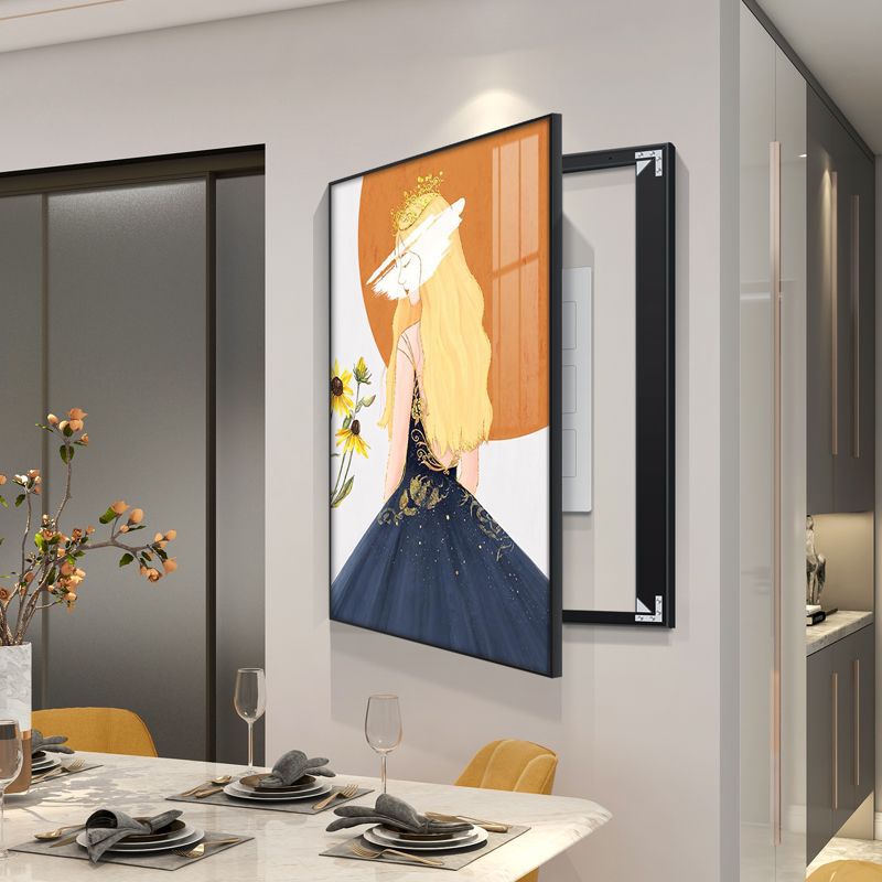 Nordic restaurant meter box decorative painting dining table wall vertical distribution box blocking painting living room aisle vertical painting