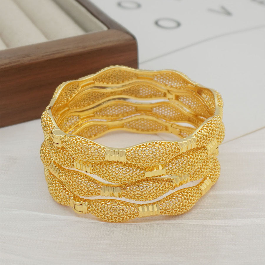 Middle eastern elegant fashion women's openwork carved gold-plated bangle, bohemian christmas style, sister's gift, wedding present