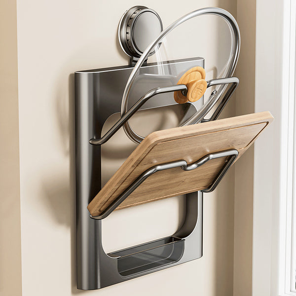 Suction cup, lid holder, placer, non-punching wall-mounted kitchen rack, multi-functional cutting board, chopping board, cutting board shelf