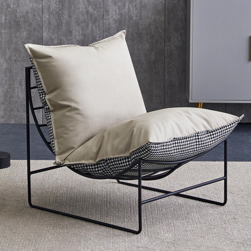 Factory direct light luxury chidori grids iron single sofa chair popular chair back chair small balcony lazy sofa