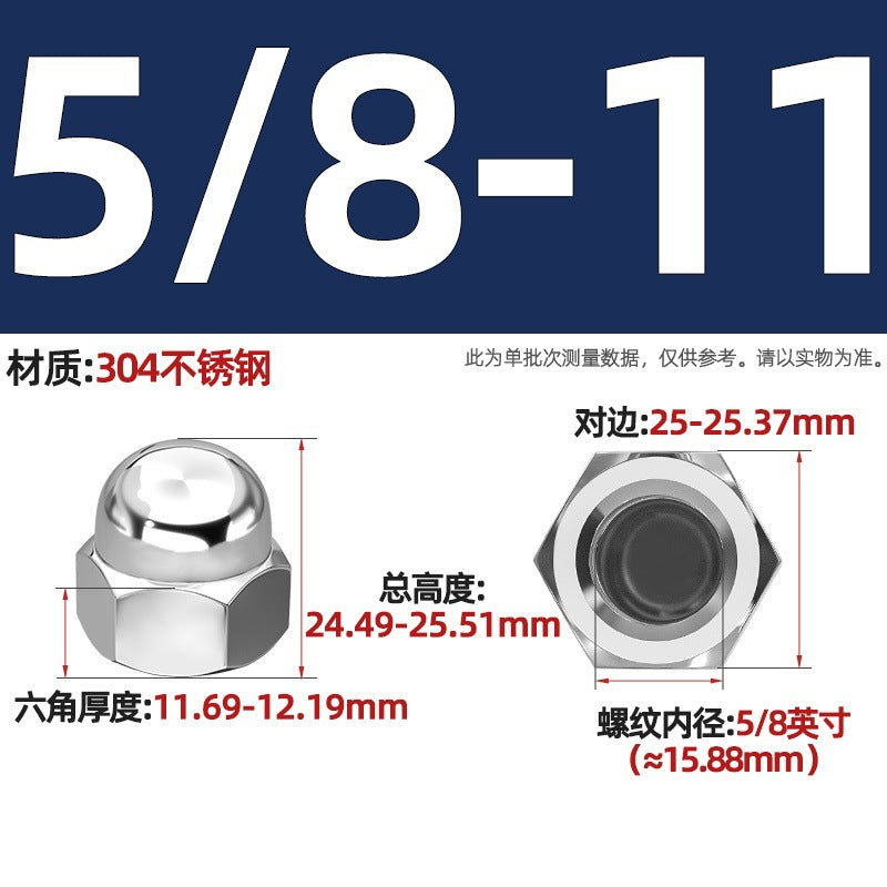 304/201/316 stainless steel round ball head nut cover type decorative screw cap female cap 3M4M5M6M8